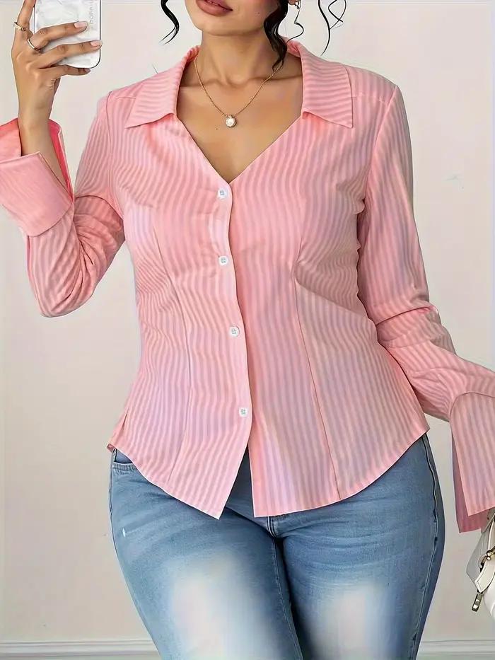 Chemise élégante rayée rose pour femme