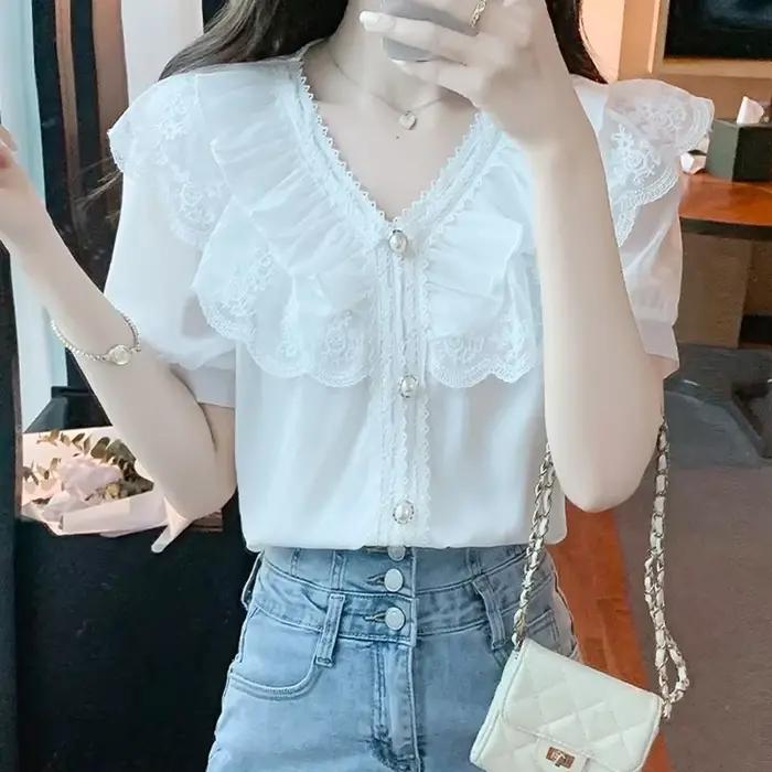 Blouses en Chiffon et Dentelle pour Femme Été 2026 – Élégantes