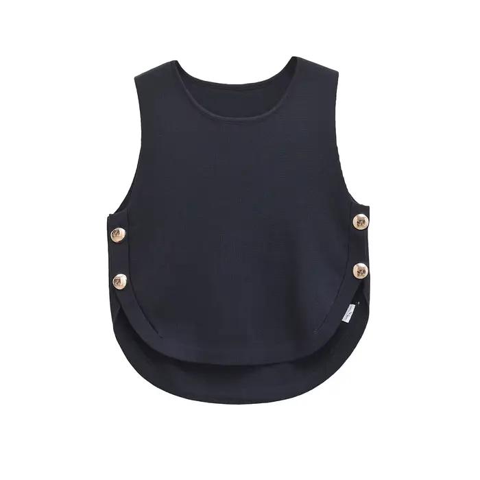 2025 Haut sans manches chic pour femme avec boucles latérales Ourlet asymétrique