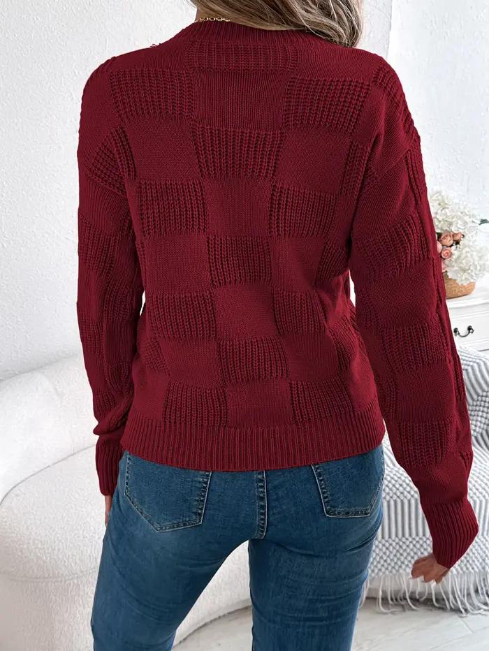Pull à carreaux uni pour femmes