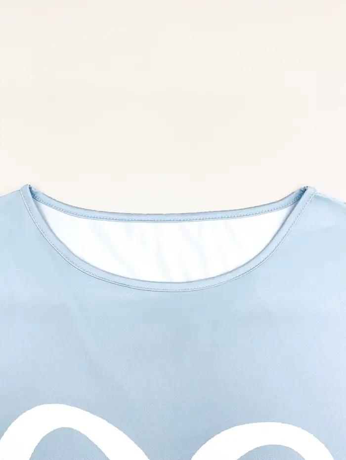 T-Shirt imprimé à rayures en forme de cœur pour femmes