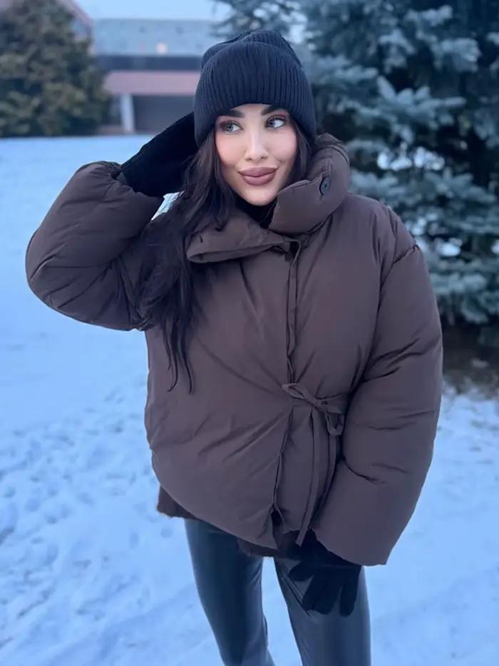 Manteau HH Femme Décontracté Col Haut Manches Longues Polyester Épais Occasions Spéciales Automne Hiver