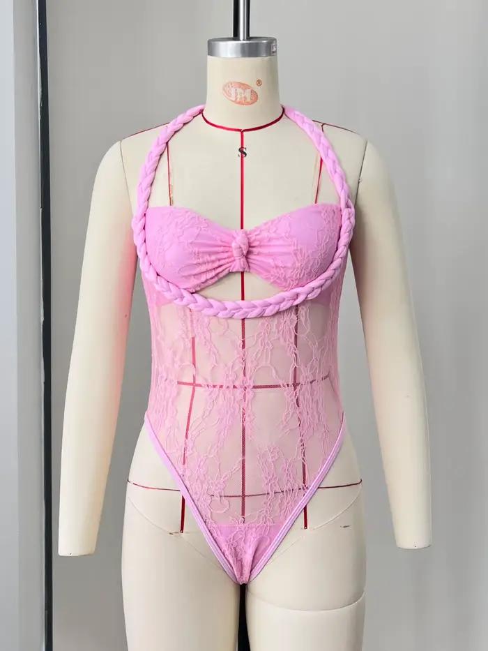 Maillot de bain une pièce patchwork blanc rose pour femmes, avant arc push-up, jupe intégrée, idéal pour les vacances et les occasions spéciales