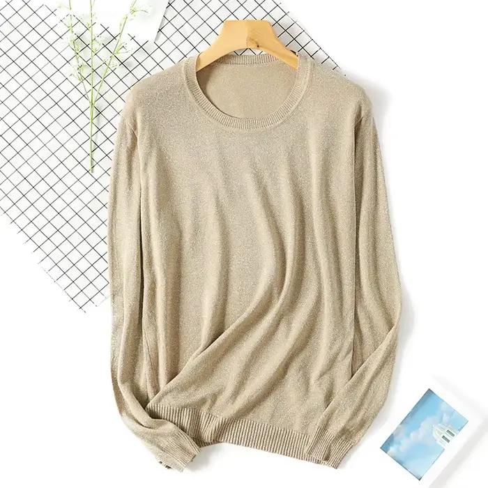 Dames pull femmes brillant Lurex tricot