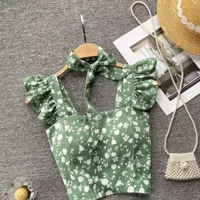 Ulzzang-Camis courts à volants pour femmes