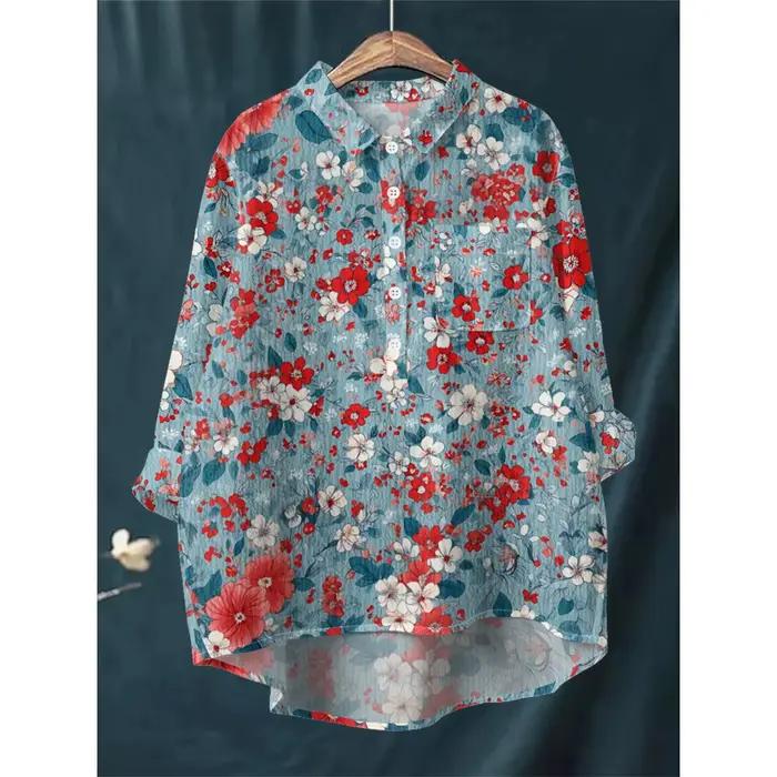 Chemise rétro à manches longues pour femmes