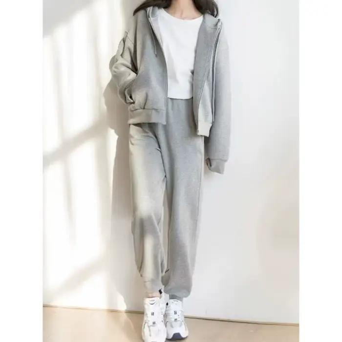 Ensemble sweat à capuche gris pour femmes