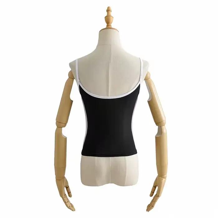 Haut court noir été sexy hauts femmes 2024 spaghetti sangle