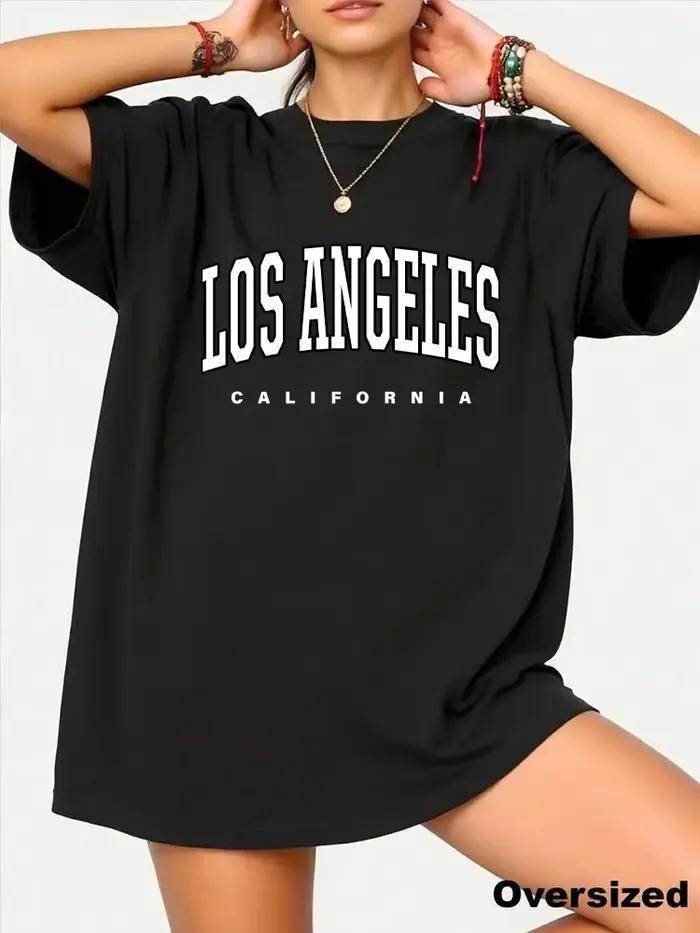 T-shirt ample en coton pour femme, décontracté, bleu, gris foncé, col rond, tailles S, M, L, XL, XXL, XXXL, pour femmes, été, activités de plein air, jogging, confortable