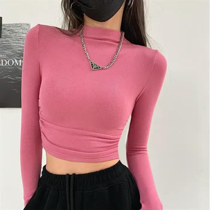 T-shirt sans manches à col roulé pour femme, nouveau style sportif printemps été 2026, hauts Y2K, élégants et coquettes, pour occasions spéciales et mode coréenne