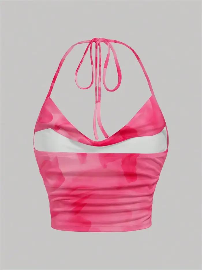 Haut à licou imprimé Tie-dye pour femmes