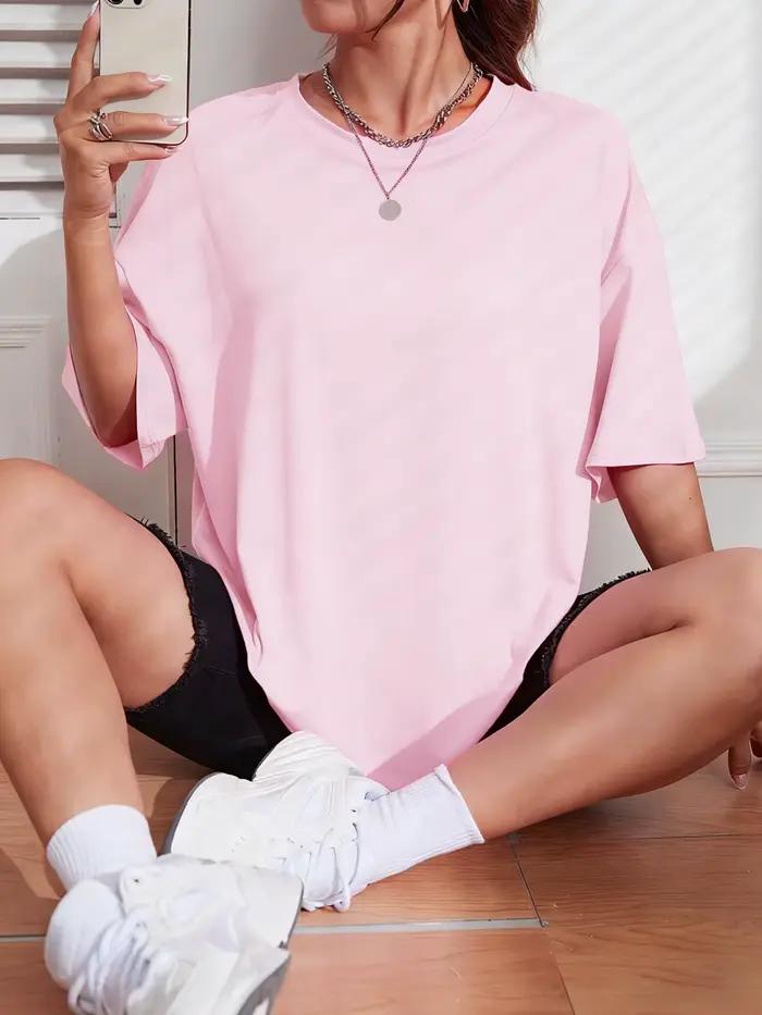 T-shirt unisexe décontracté en coton 100% pour femme, style high street, 21 couleurs unies, idéal pour l'été et les activités sportives