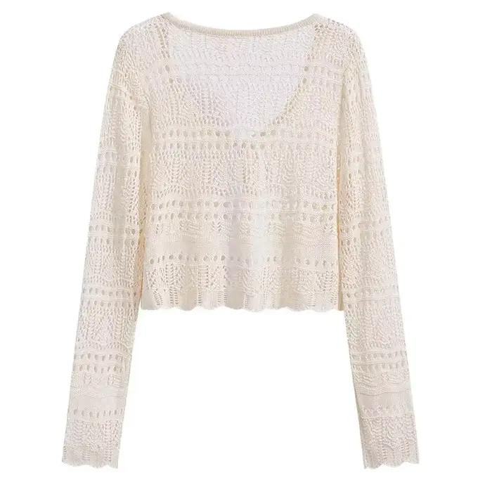 Cardigan en tricot crocheté pour femme