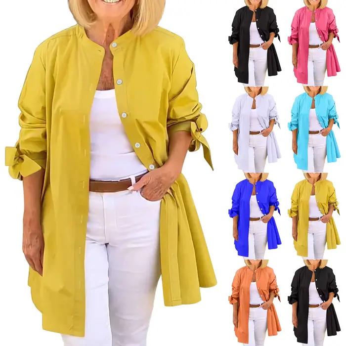 Chemise à manches longues pour femmes élégante et décontractée, polyester et élasthanne, multiple couleurs et tailles, idéale pour les occasions spéciales et la vie quotidienne