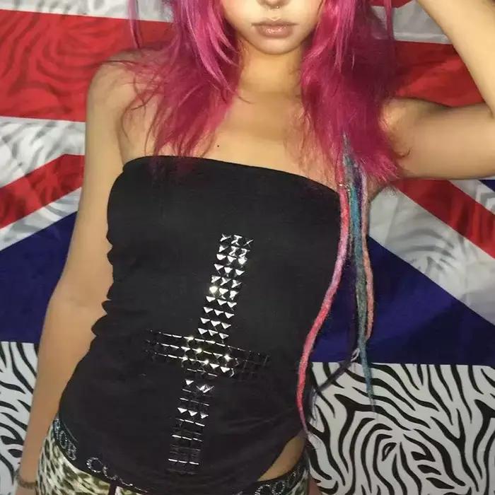 Crop tops imprimés strass en polyester et élasthanne pour femmes, hauts Y2K, style Harajuku, débardeurs et camisoles vintage pour sorties et occasions spéciales