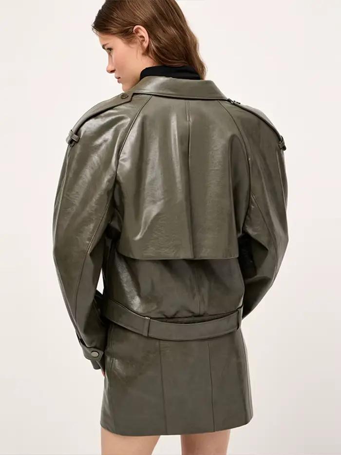 Veste courte en Faux cuir pour femmes