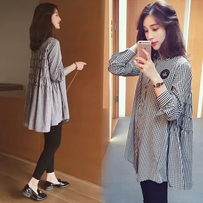 Mode revers épissé plis chemises à carreaux irrégulières vêtements féminins 2025 printemps nouveaux hauts décontractés amples chemisiers asymétriques