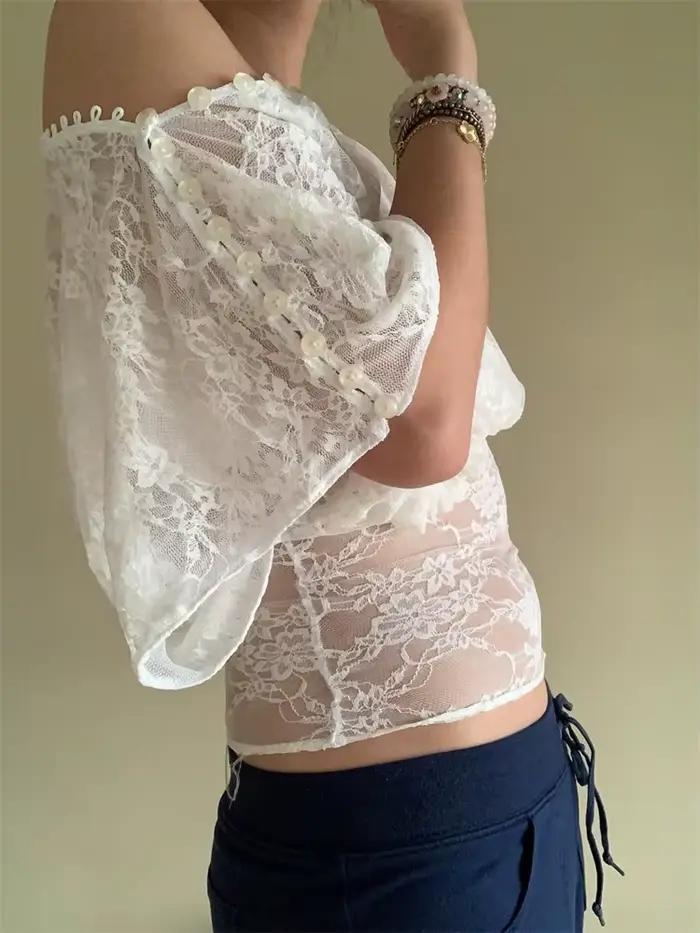 Femmes dentelle haut élégant