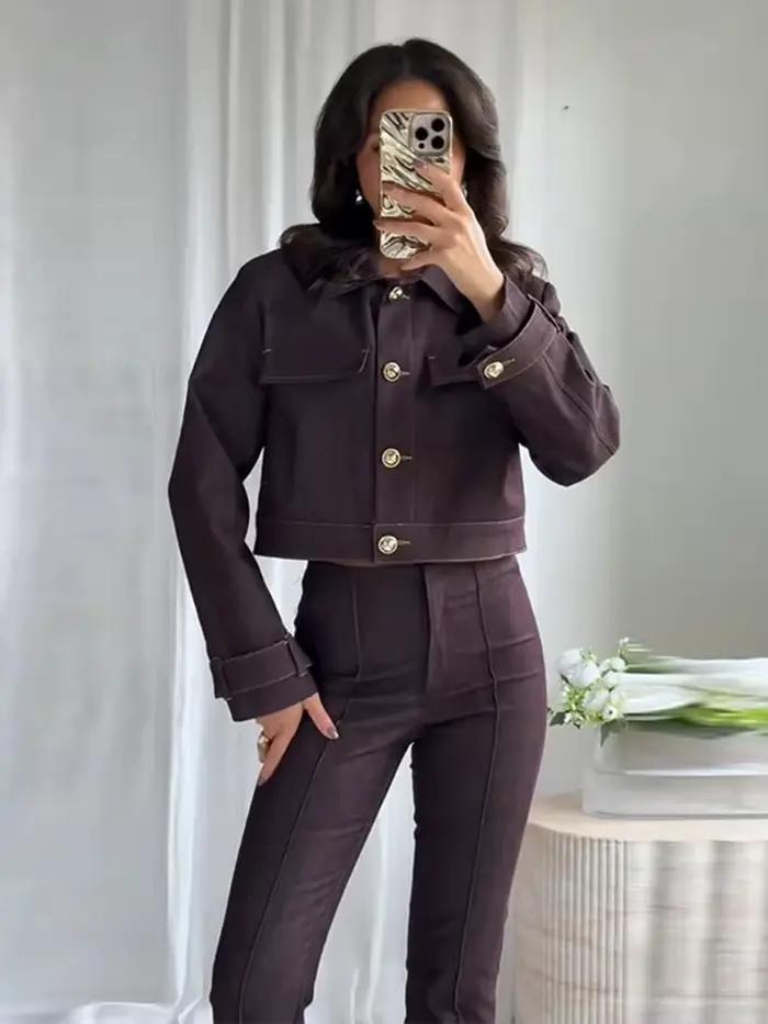 Ensemble manteau et pantalon Chic pour femmes