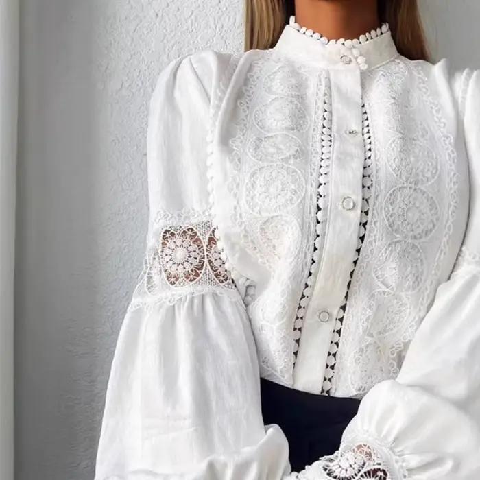 Chemisier blanc en dentelle pour femme