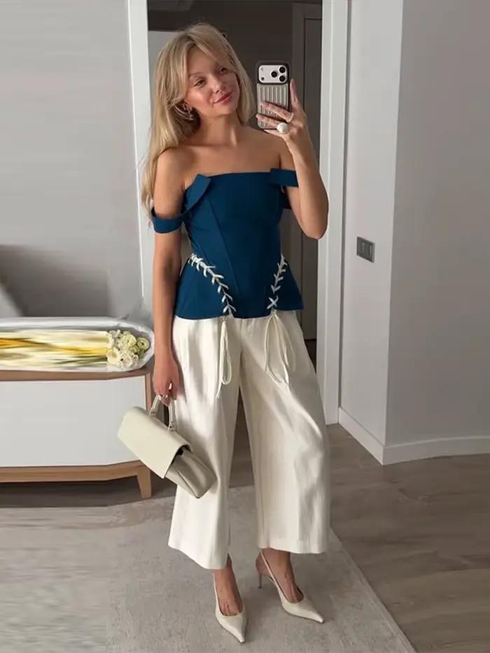 Hauts Corsets Sans Bretelles à Lacets Effet Amincissant pour Femmes