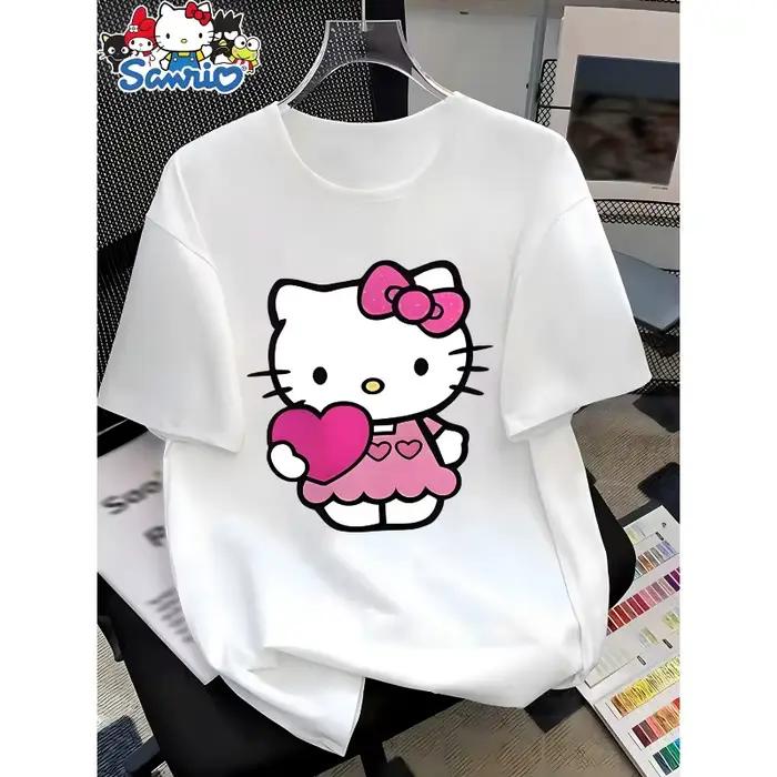 T-shirt Hello Kitty en coton pour femme, style Y2K, motifs dessin animé, couleurs variées, ajustement parfait, ocassions décontractées