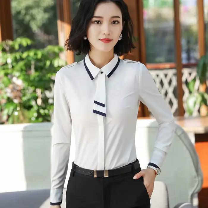 Chemisier en mousseline de soie pour femme avec nœud, élégant pour le bureau, printemps et été