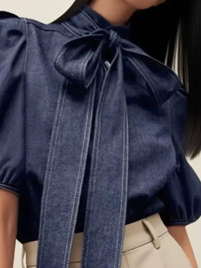 Chemises en Denim doux bleu pour femmes