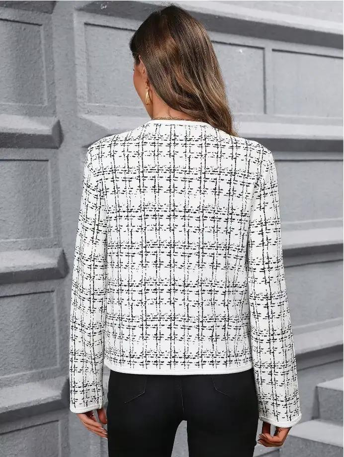Cardigan tricoté à col rond style français