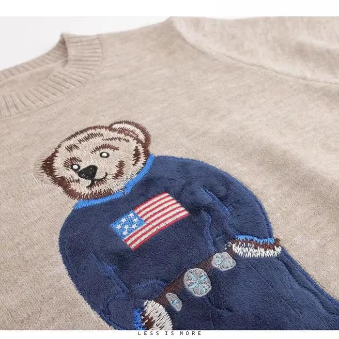 T-Shirt Ours en Peluche Coton Style Américain Confortable à Manches Courtes Femmes Occasions Spéciales Bureau