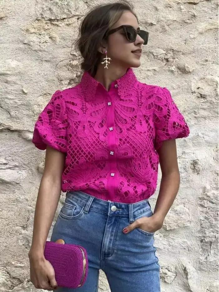 Chemise de créateur en dentelle pour femmes