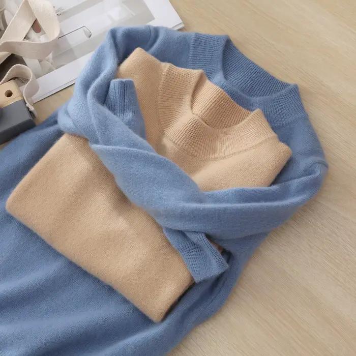 Classique enfants laine pull garçon fille col montant solide