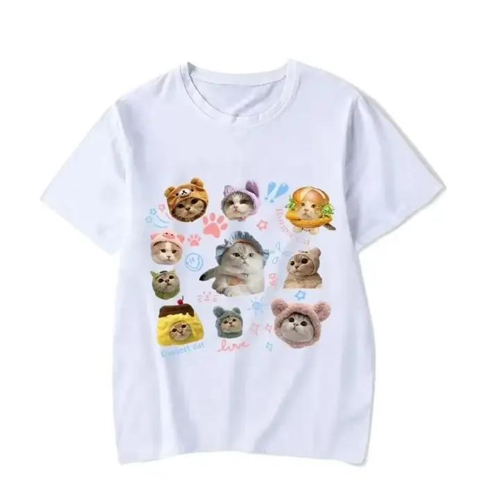 Blouse Kawaii Chaton Imprimé Vintage pour Femmes Occasions Spéciales Polyester Décontracté