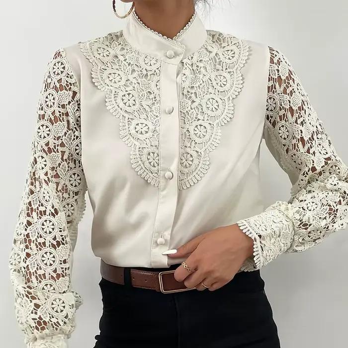 Chemisier Brodé en Dentelle pour Femme