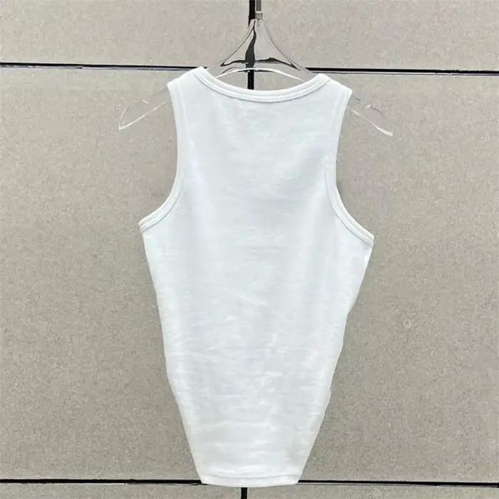 Femmes t-shirts nouveau torsadé fleur noué haut sans manches pour l'été 2025 élastique mince pur coton