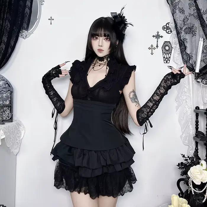 [You're My Secret] Haut Corset Gothique en Dentelle pour Femme