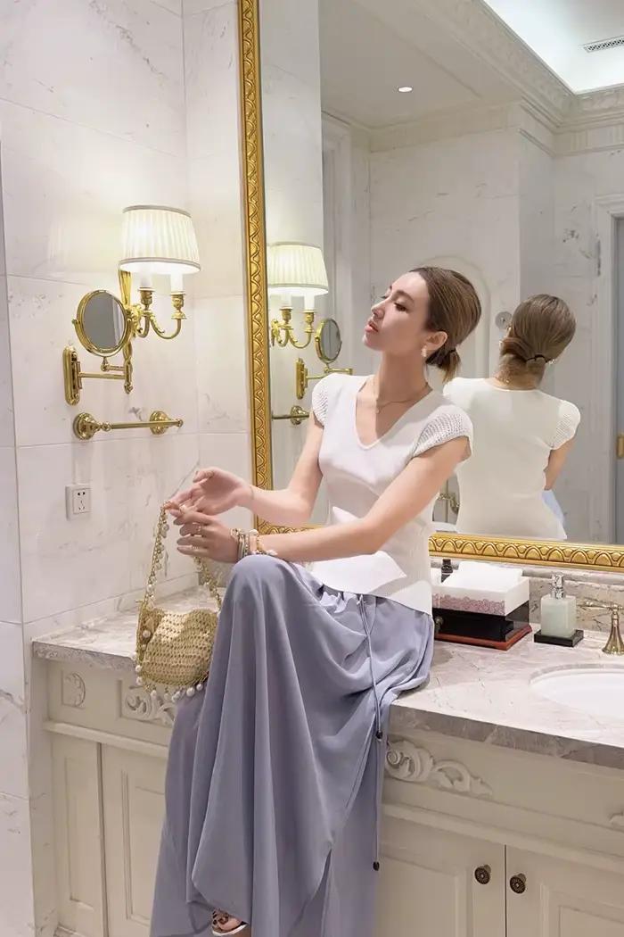 Jupe longue évasée chic française pour femme, élégante et fluide, occaions spéciales, festival, soirée chic