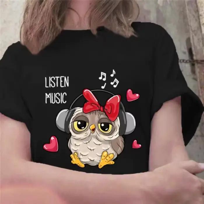 T-shirt à manches courtes pour femme, design vintage et dessin animé, confortable et élégant, idéal pour les sorties entre amis et les journées de travail