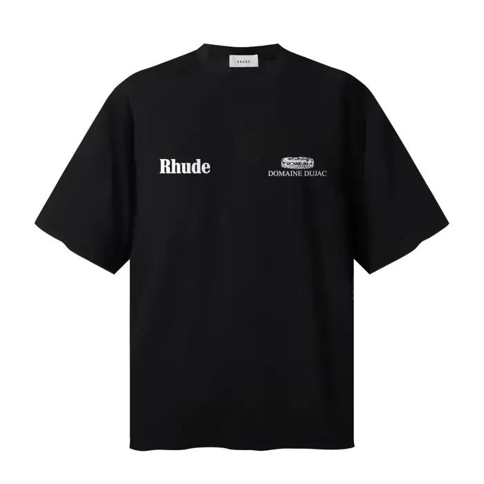 T-shirt Rhude en coton fin, à la mode, col rond, manches courtes, respirant, pour homme et femme, idéal pour les occasions quotidiennes et spéciales