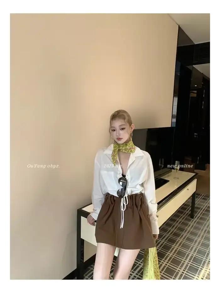 Chemise à col noué de Style français pour femme