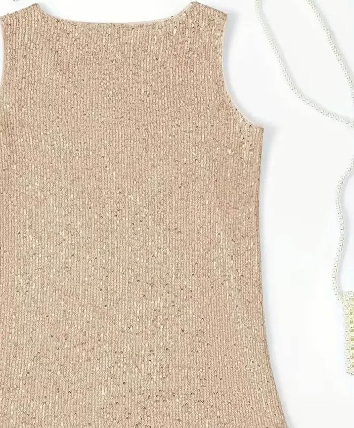 Gilet à paillettes à col en V