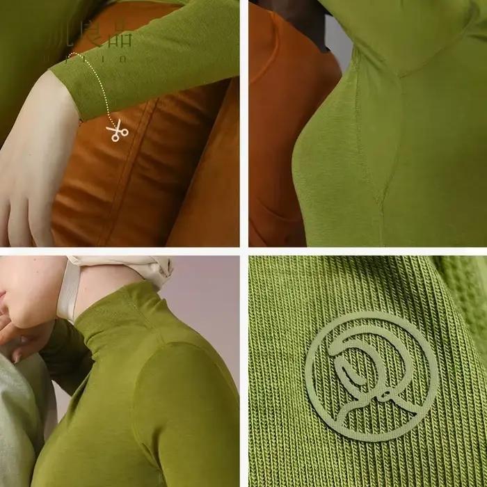 SUJIIN femmes col roulé T-shirt chaud sous-vêtement thermique vêtements d'hiver à manches longues hauts automne femme