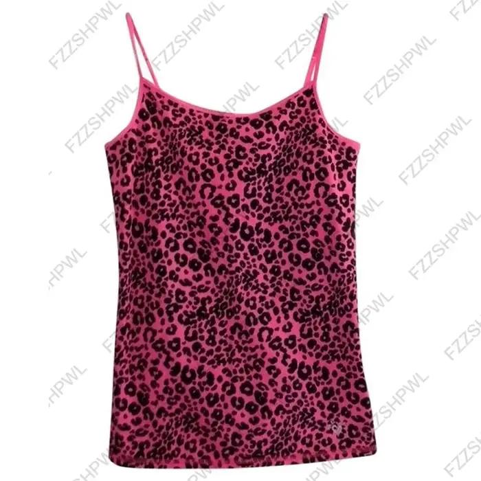 Motif léopard bretelles rock esthétique emo fille Y2K haut court décontracté grunge punk harajuku hip hop rue rétro