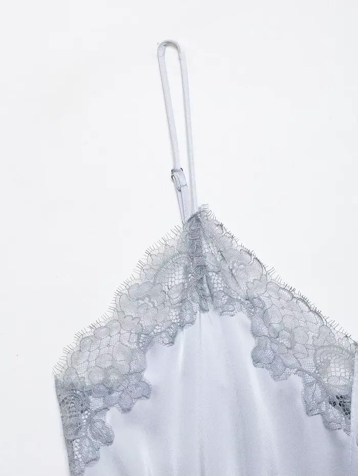 Débardeur en satin patchwork dentelle pour femme