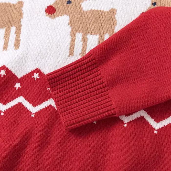 Pull de Noël Wapiti imprimé en coton et polyester pour enfants et adultes, ensemble familial assorti pour les occasions spéciales