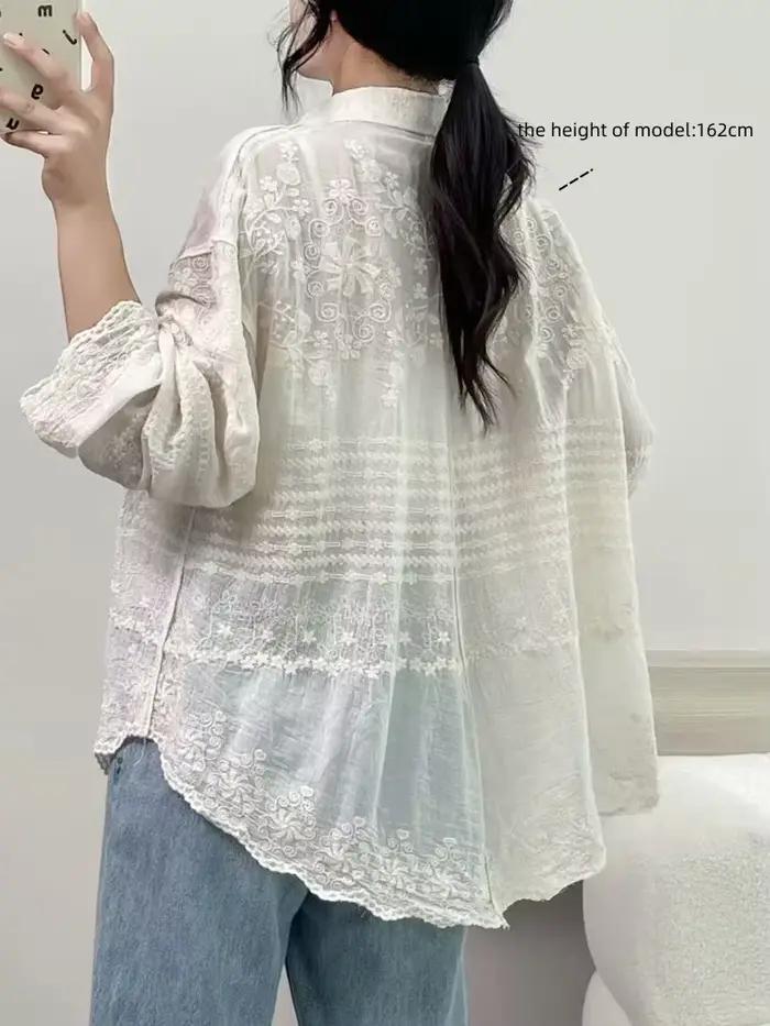 Chemise tunique en coton à manches longues