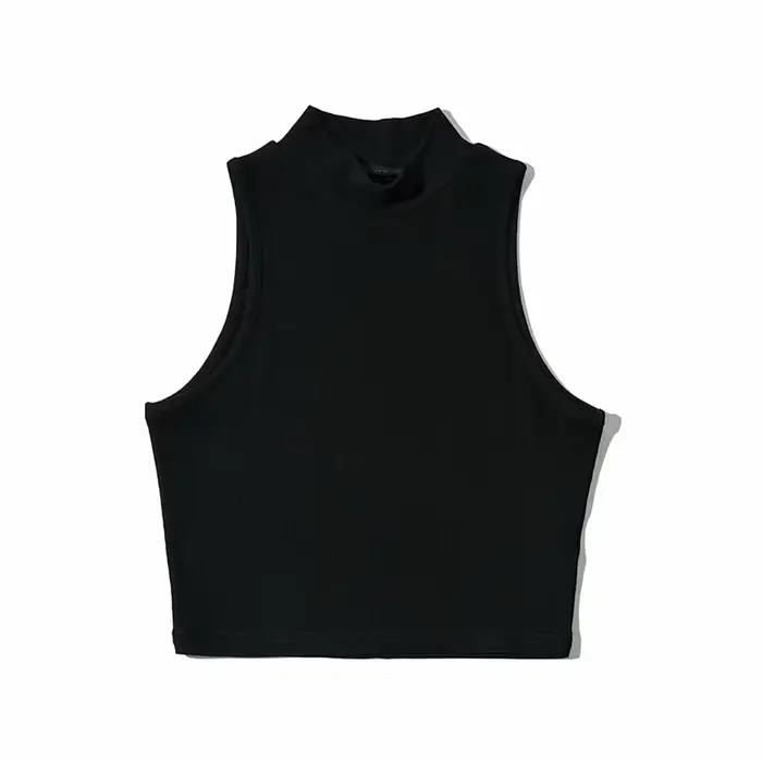 Été noir femmes mode haut court col