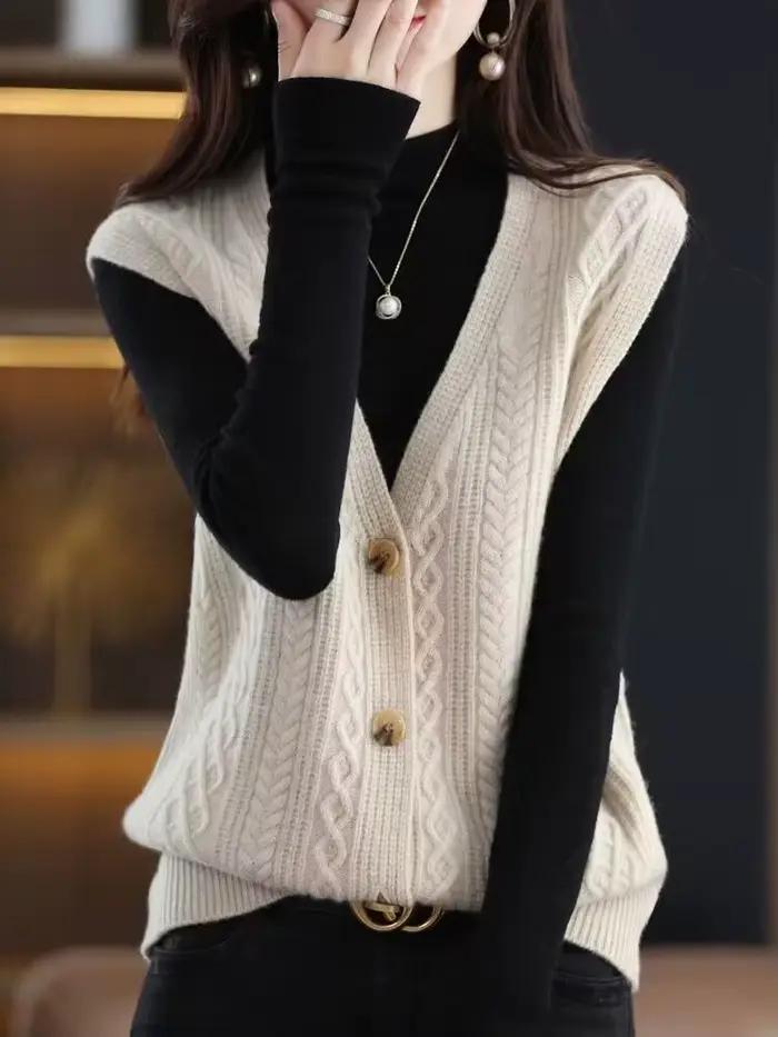 Col en v dame chandails gilet de luxe le voyage chaud automne hiver nouveaux tricots porter pour travailler formel en solide tricot gilets pour les femmes