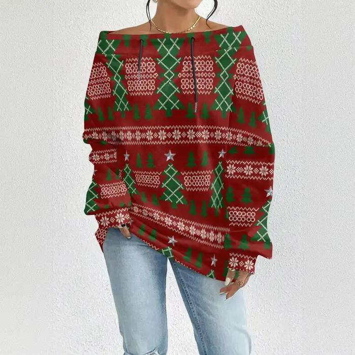 Sweat-shirt à épaules dénudées avec cordon de serrage pour femme