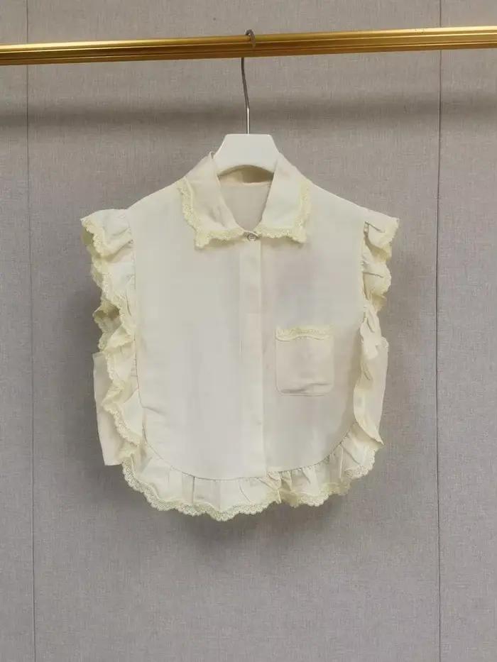 Chemise sans manches pour femme en dentelle à volants